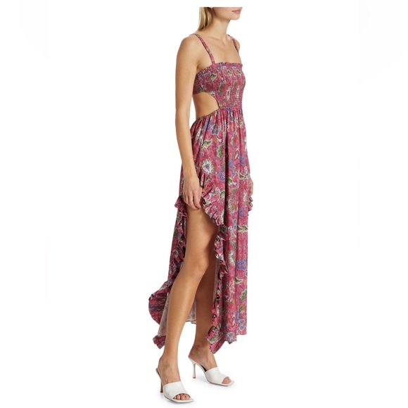 CAROLINE CONSTAS Margo Floral Ruffled Maxi Dress Pink Enchanted Paisley - Picture 10 of 13